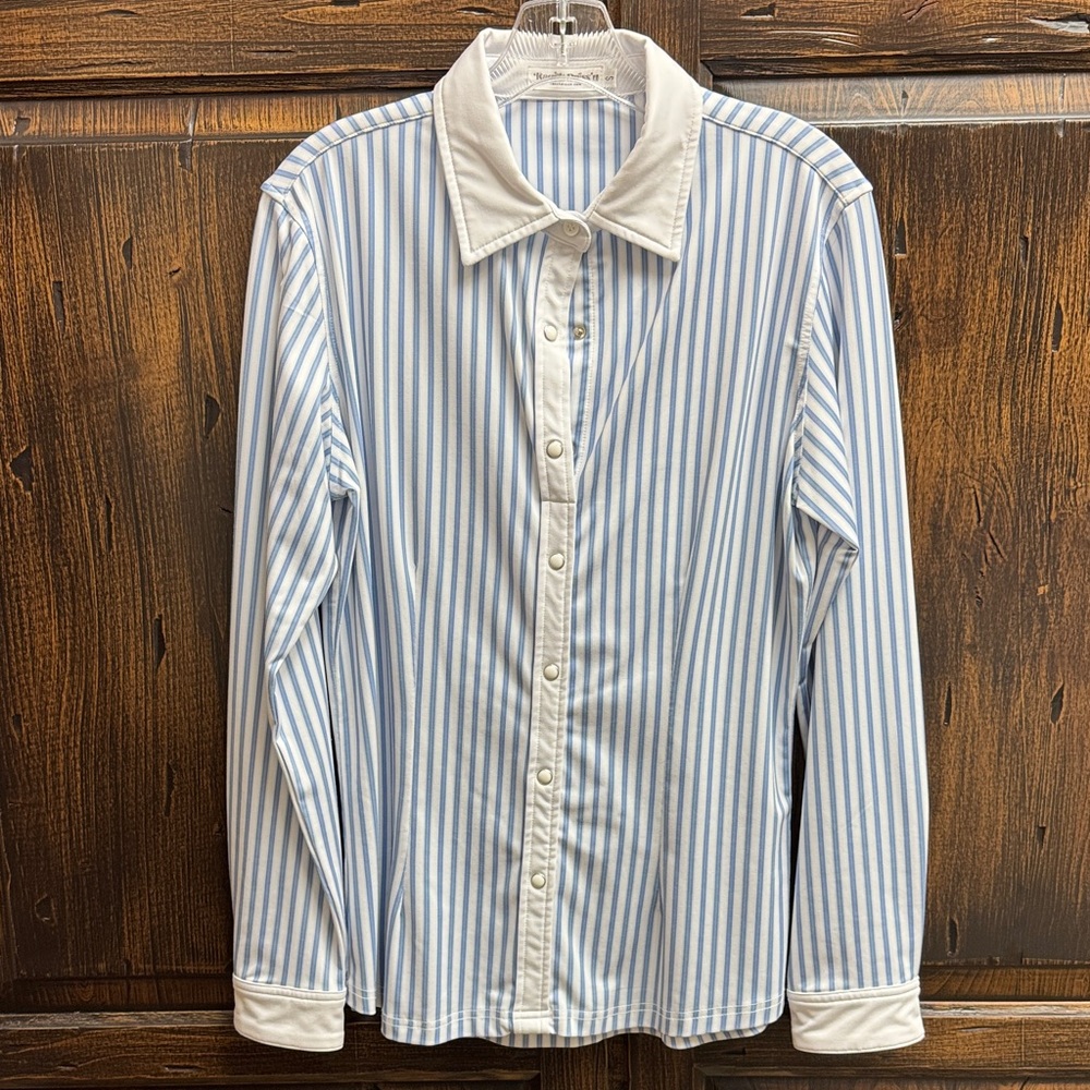 Blue and White Striped ladies shirt